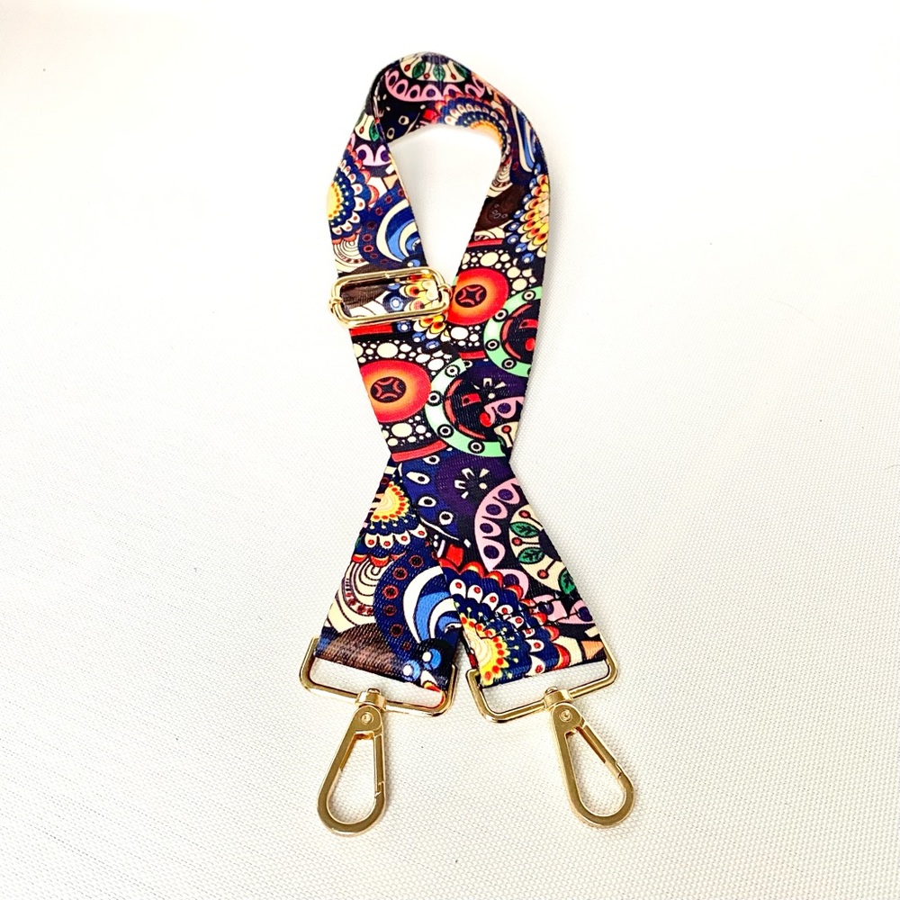 Flower Child Crossbody Adjustable Bag Strap Multi Colors Gold Removable